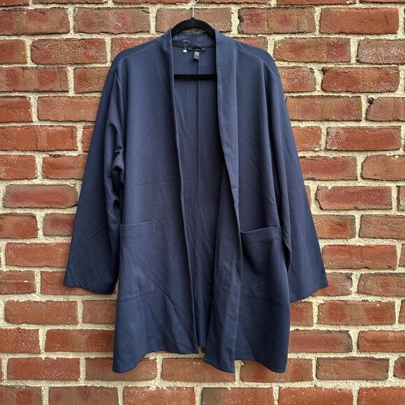 Eileen Fisher $298 Washable Flex Ponte High Collar Jacket in Blue size 3X - Picture 1 of 8